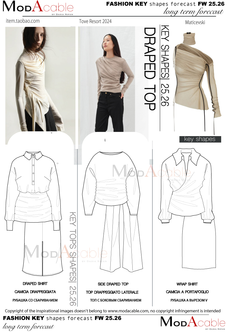 AI25/25 Top drappeggiato silhouette moda