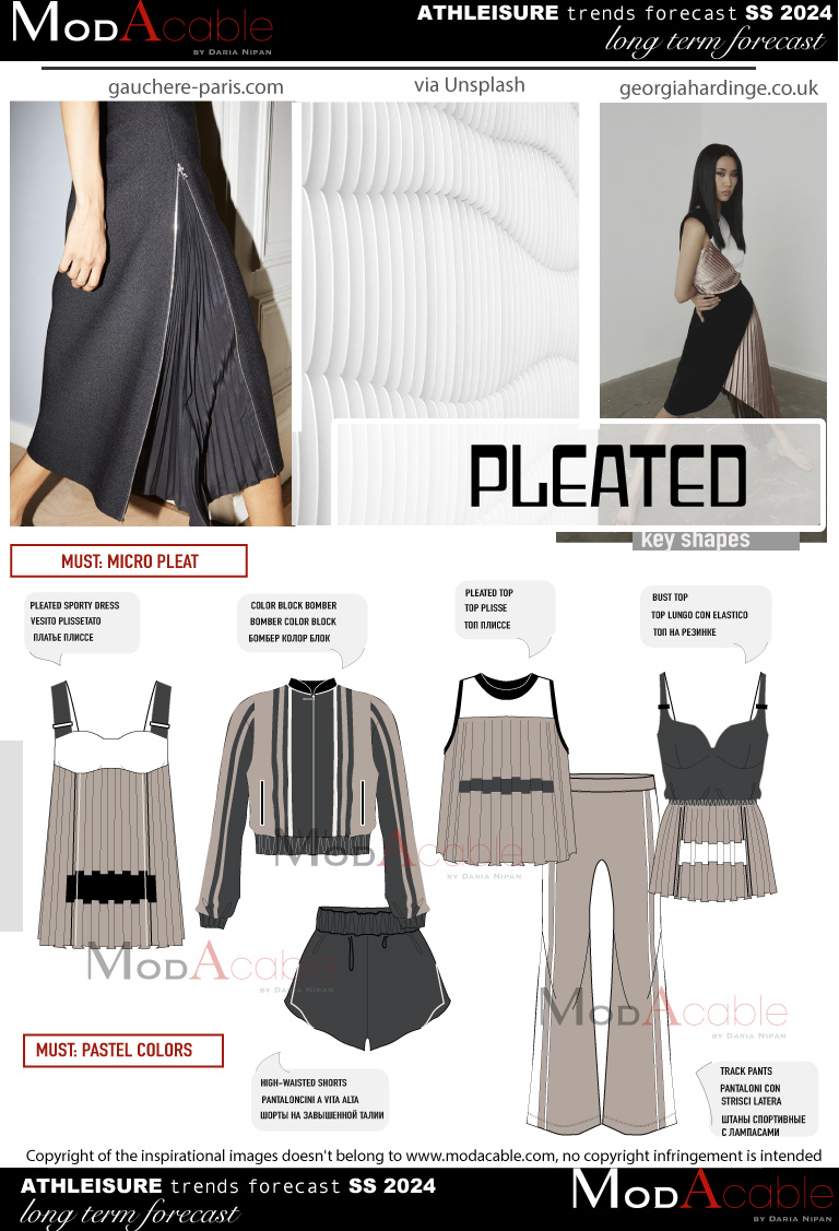 PE24 Plissattato tendenza athleisure
