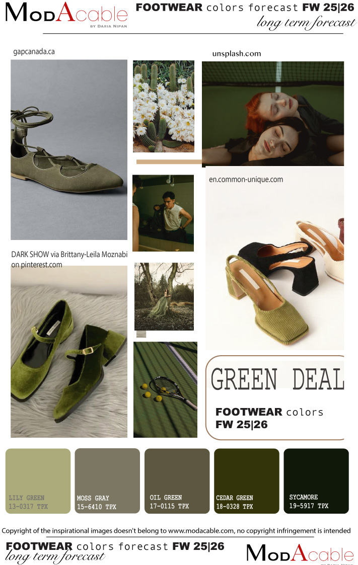 FW 25/26 Green deal footwear color 