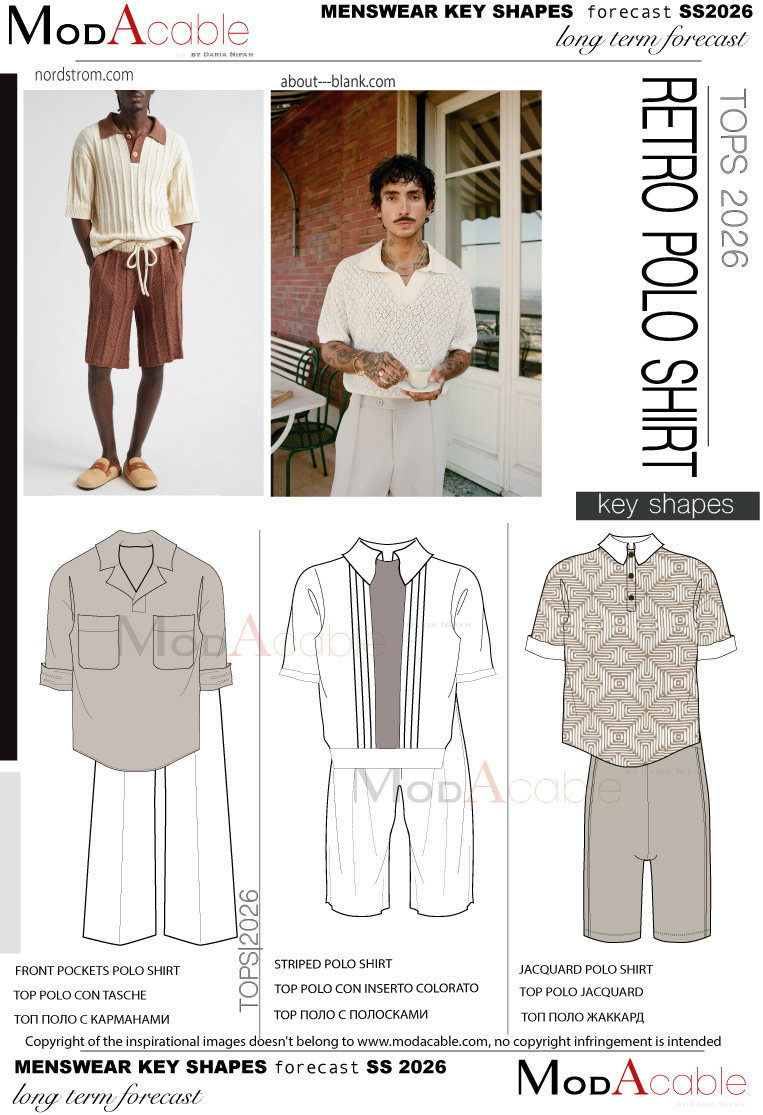 SS 26 men's shape Retro polo shirt
